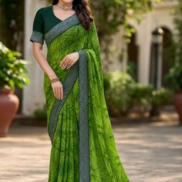 Moda Rapido Green Pure Georgette Printed Sarees-picture-7