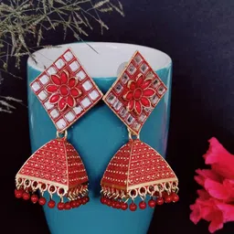 Soniya Crafts Kundan Beaded & Artificial Stones Studded Contemporary Drop Earrings-image-28