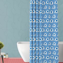 ArtzFolio Blue & White Printed Waterproof Shower Curtain-image-95