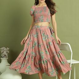 La Zoire Floral Printed Top And Tiered Skirt-image-42