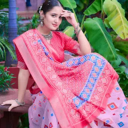 Anouk Rustic Geometric Digital Printed Zari Saree-33