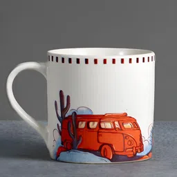 ALMIRO TREE White & Brown Printed Ceramic Matte Cups and Mugs-5