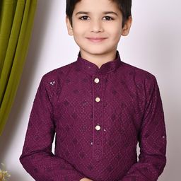 NFC CREATION Boys Embroidered Regular Sequinned Kurta with Patiala image 3