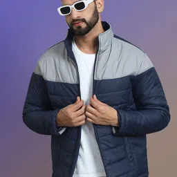 RENUOVO Men Mock Collar Colourblocked Padded Jacket-picture-14