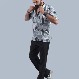 STITCH MONKEY Men Comfort Cuban Collar Abstract Printed Casual Shirt-image-28
