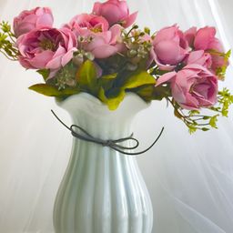 Art Street White Ribbed Ceramic FlowerVases-11