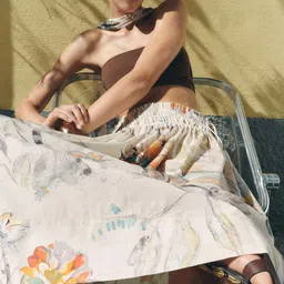 LULU & SKY Abstract Print A-Line Midi Skirt image 3