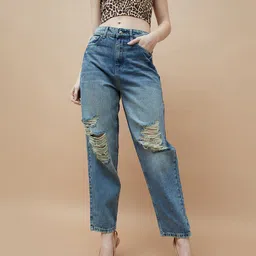 Ginger by Lifestyle Women Highly Distressed Mid-Rise Regular Fit Jeans-picture-11