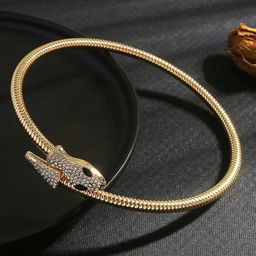 KRENOZ Gold-Plated Snake Choker Necklace-14