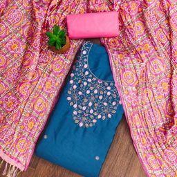 Panzora Floral Embroidered Unstitched Dress Material-picture-10