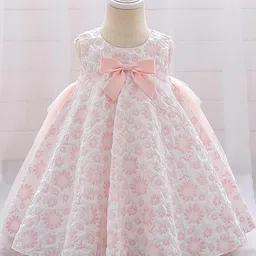 LULU & SKY Girls Floral Embroidered Round Neck Fit and Flare Bow Dress-image-46