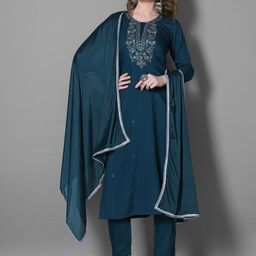 PAVANPUTRA FAB Women Solid Embroidered Kurta with Trousers & Dupatta-picture-44