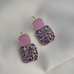 Zhouse Gold-Plated Crystals Studded Contemporary Drop Earrings-image-95