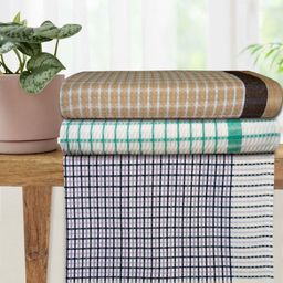 Athom Living Brown & White 3 Pieces Printed Cotton 210 GSM Bath Towel-image-34