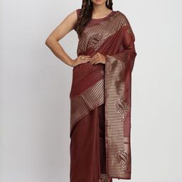 Mitera Woven Design Zari Linen Blend Saree-picture-32