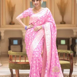 HERE&NOW Woven Design Silk Cotton Banarasi Saree-picture-23