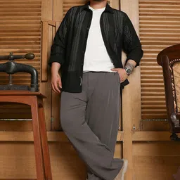 Instafab Plus Men Relaxed Plus Size Regular Trousers image 2