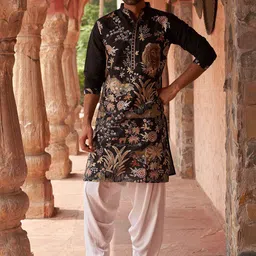 Jompers Floral Embroidered Chikankari Mandarin Collar Kurta With Salwar-picture-39