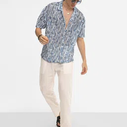 Campus Sutra Men Comfort Spread Collar Textured Cotton Oversized Casual Shirt-image-23