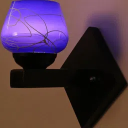 Somil Premium Designer Glass Wall / Night Lamp Elegant & Stylish Dcor Accent for Modern Interiors, Color- Blue, White, Size:- 19.5 X 22.5 X 18.5 CM-22