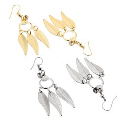 Stoln Set Of 2 Artificial Stones Studded Leaf Shaped Drop Earrings image 4