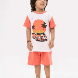 Orange Sugar Unisex Kids Printed T-shirt with Shorts-image-91