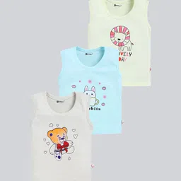 MoonKids Infants Pack Of 3 Printed Cotton Basic Vests-16