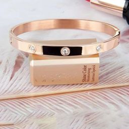 DressBerry Women American Diamond Antique Rose Gold-Plated Bangle-Style Bracelet-9
