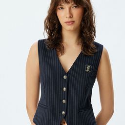 Koton Striped Slim-Fit Waistcoat-picture-9
