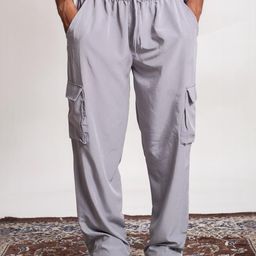 SVKETAIL Men Relaxed Straight Leg High-Rise Cargos Trousers-image-52