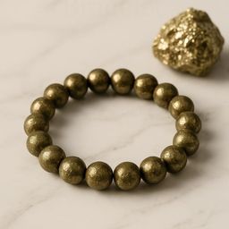MITHILA Handicrafts Unisex Natural Raw Pyrite Beaded Elasticated Bracelet-image-57
