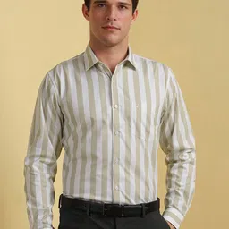 Allen Solly Men Slim Fit Spread Collar Vertical Striped Cotton Formal Shirt-picture-35