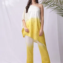BEYOND ETHNIC Emroidered One Shouldered-Neck Tunic With Trouser Co-Ords-image-94
