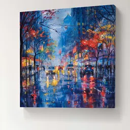Livin'luxe Blue & Red Abstract Printed Canvas Wall Art-16
