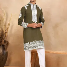 KRAFT INDIA LUXE Men Ethnic Motifs Embroidered Kurta with Trousers-30