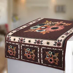 LooMantha Brown & Green Printed Refrigerator Appliance Cover-image-68