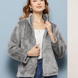 Aarika Mock Collar Faux Fur Detail Woollen Tailored Jacket-picture-22