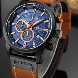 Curren Men Brass Embellished Dial & Stainless Steel Wrap Around Straps Analogue Watch 5K-MMRA-T58N-30