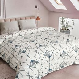 ROSARA HOME Navy Blue Geometric Cotton AC Room Reversible Blankets Quilts and Dohars-image-21