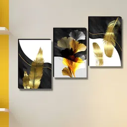 Myntra Elegant Homes Gold-Toned & Black 3 Pieces Wing & Flowers Wall Art-picture-18