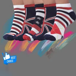 MJE Men Pack Of 5 Patterned Cotton Ankle Length Socks-image-95