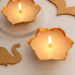 IGP Set Of 2 Lotus Design Metal Candle Holders-56
