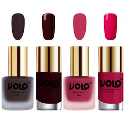 VOLO Set Of 4 Velvet Matte & Extra Shine Nail Polish- 8 ml & 9.9 ml Each Shade 29-43-44-53-18