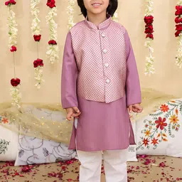 BownBee Boys Geometric Printed Mandarin Collar Straight Kurta With Pyjama-14