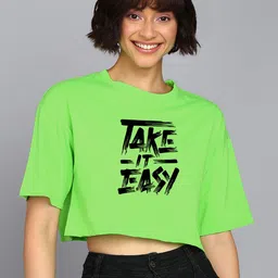 Adyavastram Women Typography Printed Applique T-shirt-image-85
