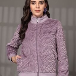 Juelle Women Winterwear Mock Neck Front-Open Sweatshirt-image-43