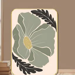 SAF Minimalist Green Flower sparkle lamination Wall Art | Modern Botanical Painting-image-66