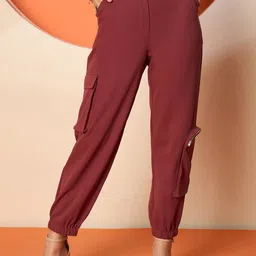 Antheaa Women Smart Mid Rise Cargo Trousers-image-25