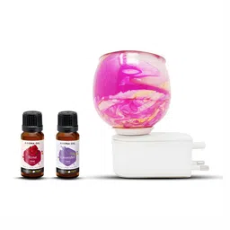 PEEPALCOMM Set Of 3 Marble-Printed Electric Aroma Oil Diffuser With Scented Oils image 4