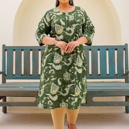 FLAVIA CREATION Plus Size Ethnic Motifs Printed Round Neck Straight Cotton Kurta-picture-48